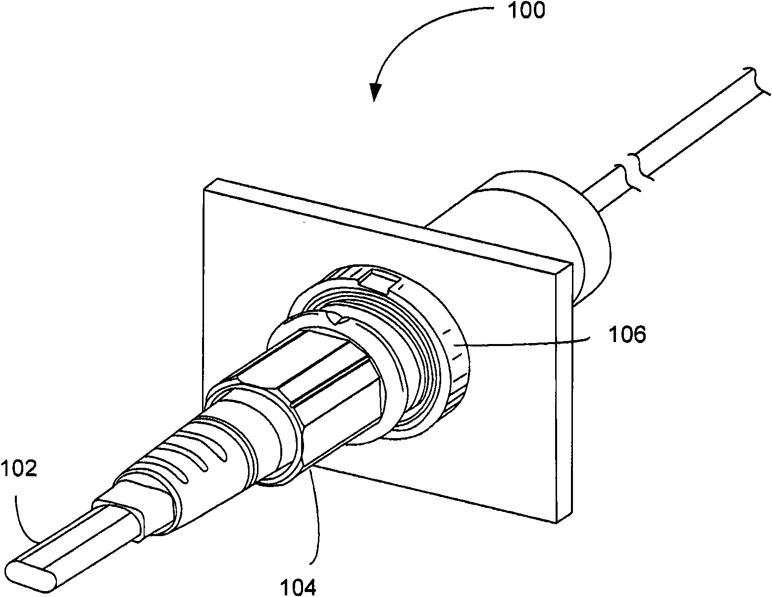 Single-piece cable retention housing for hardened outside plant connector