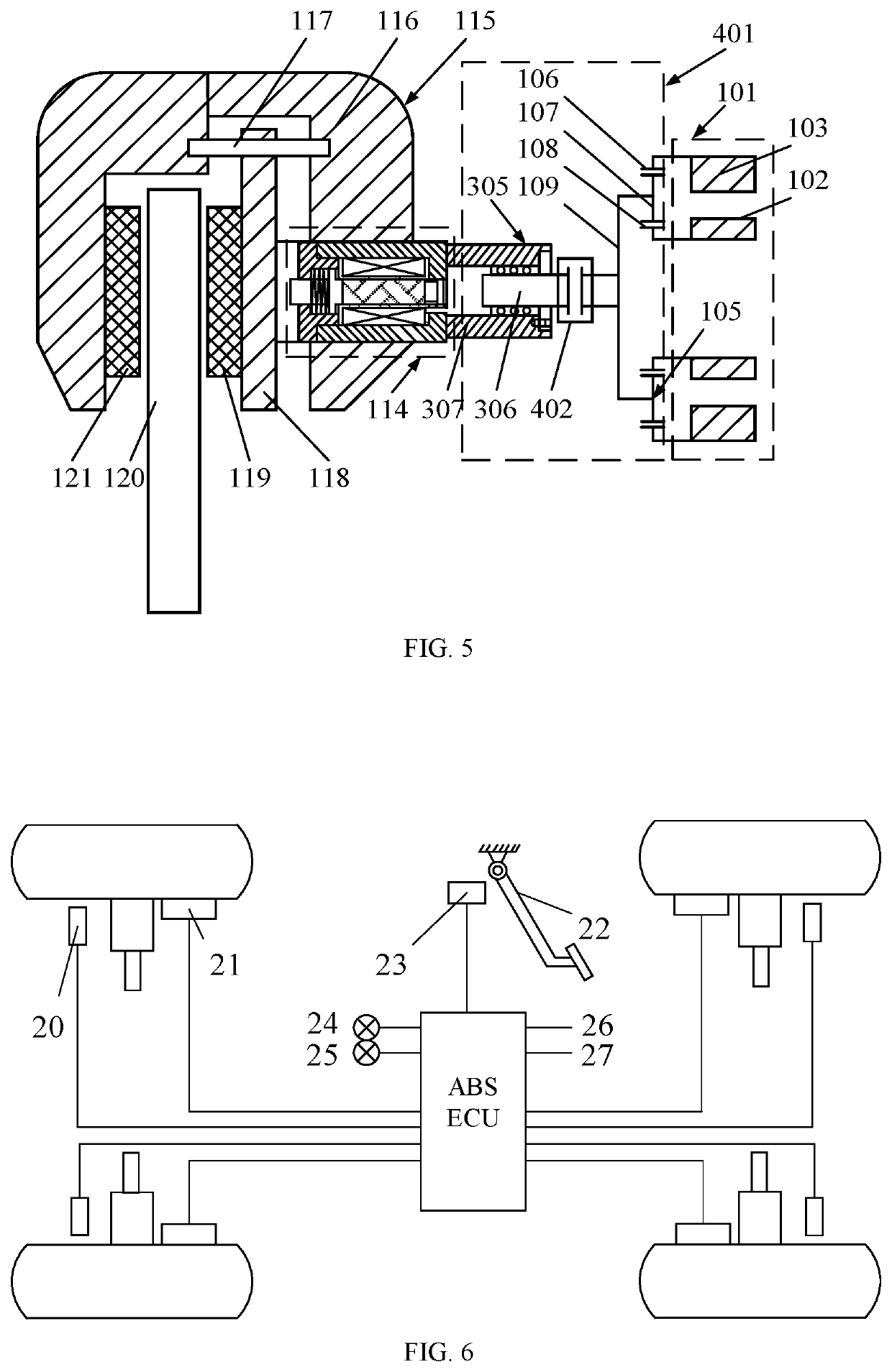 Hybrid brake-by-wire system using a motor-magnetostrictive actuator combination