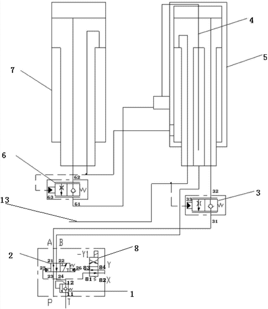 Oil cylinder core tube cavitation corrosion prevention system for crane and crane with same