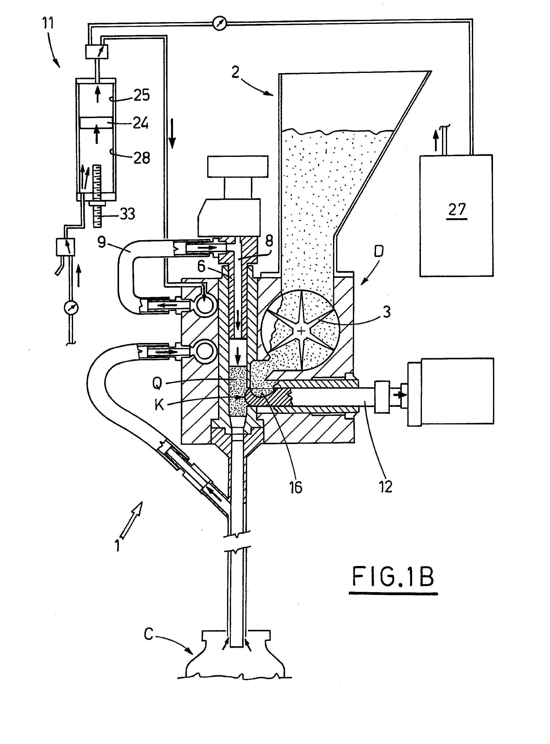 Method for batching powder and/or granular products internally of container elements and apparatus for actuating the method