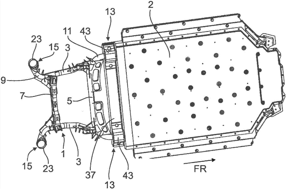 Vehicle body structure for a two-track vehicle