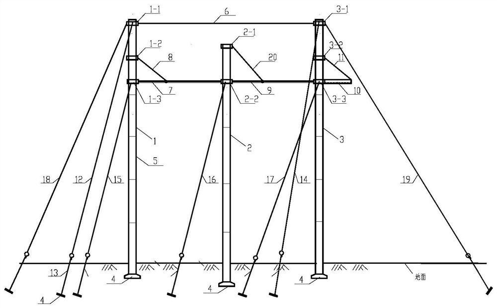 Triple rod of power transmission transition line