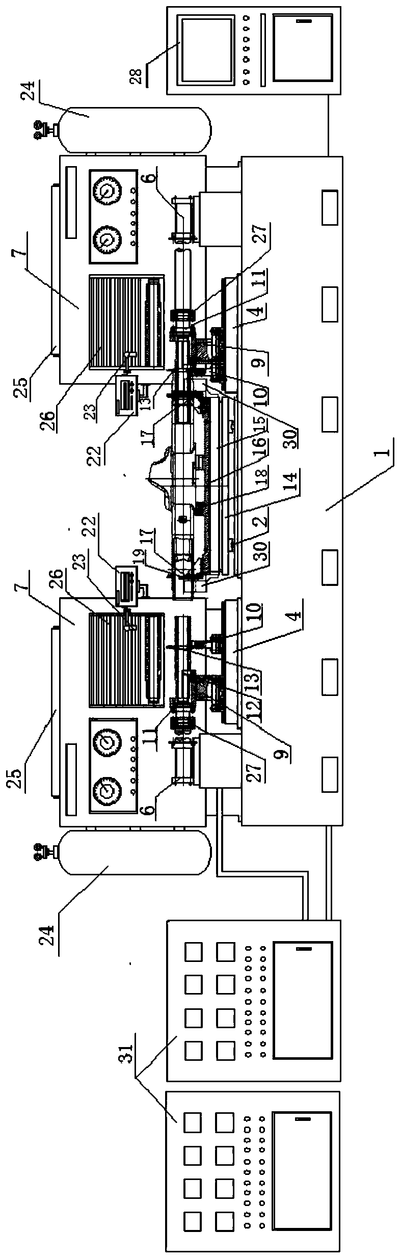 Press mounting method for shaft head and middle section of automobile middle and rear axle housing assembly