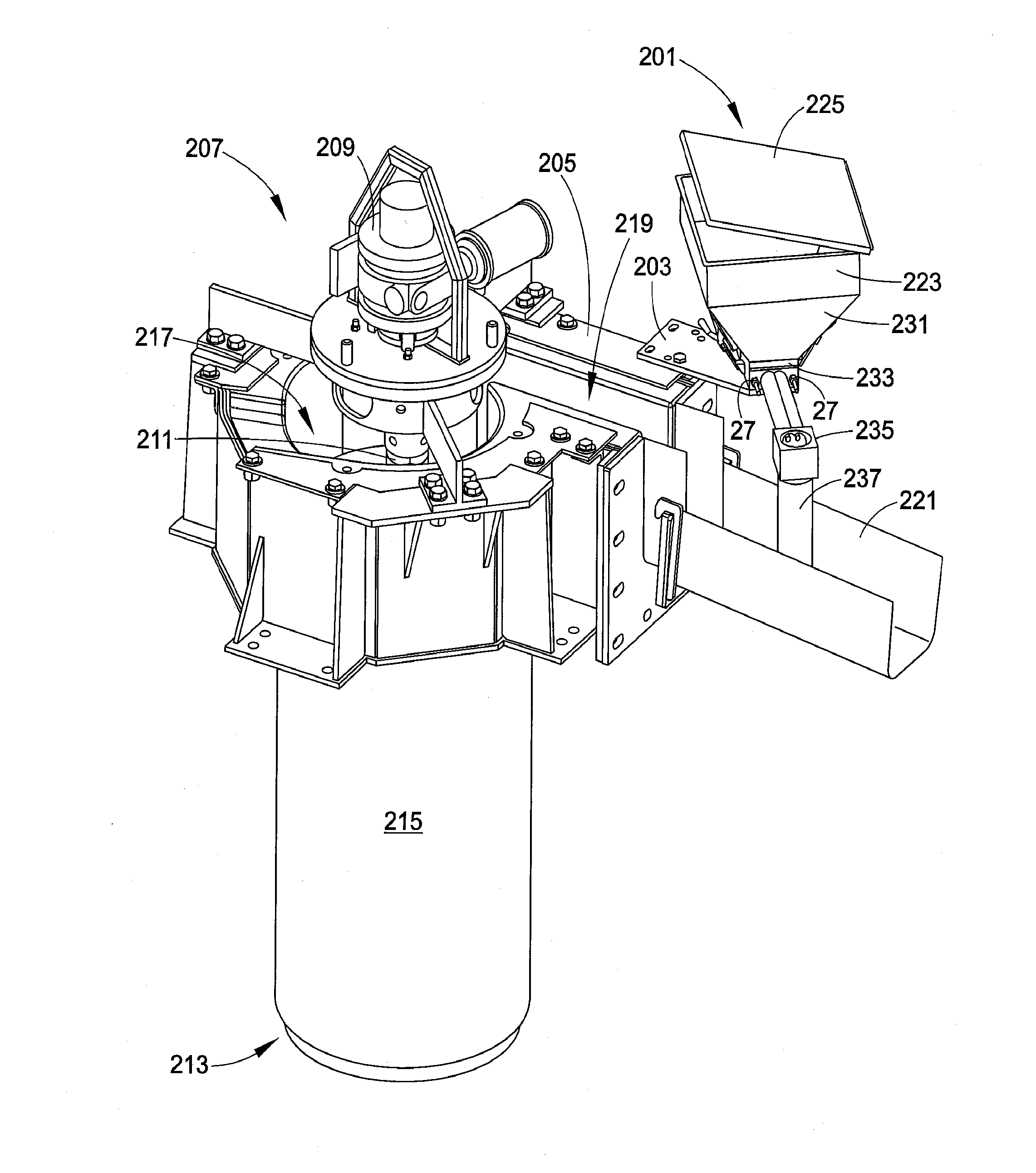 Overflow molten metal transfer pump with gas and flux injection