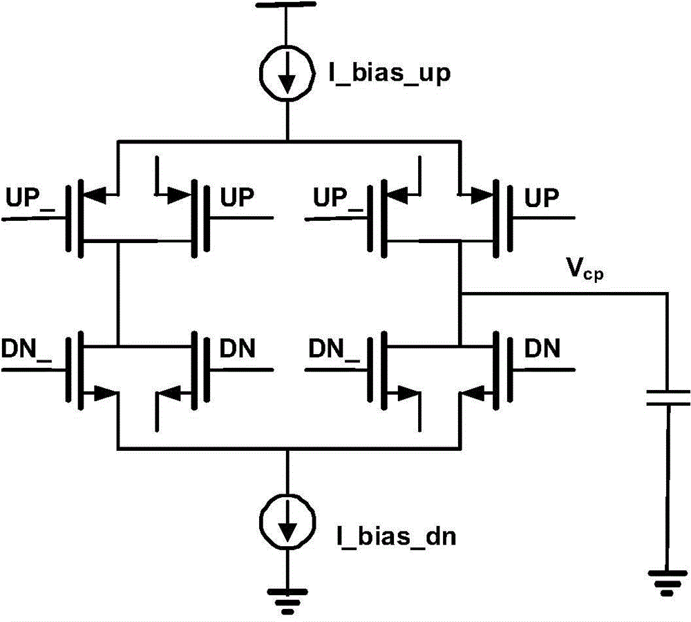 Charge pump of source-end switch, phase-locked loop circuit and method for inhibiting feed-through effect