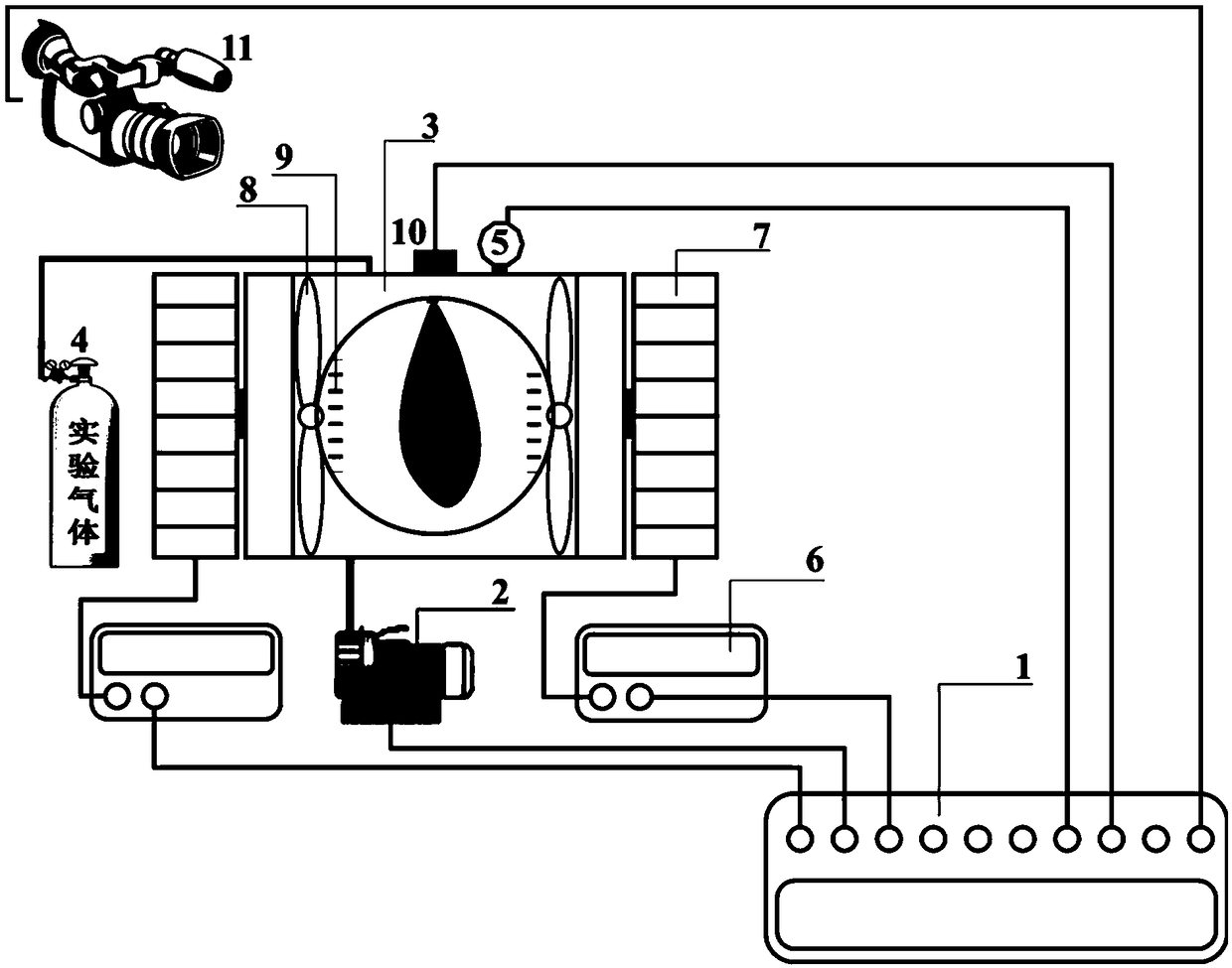 Constant volume experiment device capable of simulating injection and atomization processes in isotropic and anisotropic turbulent flow fields