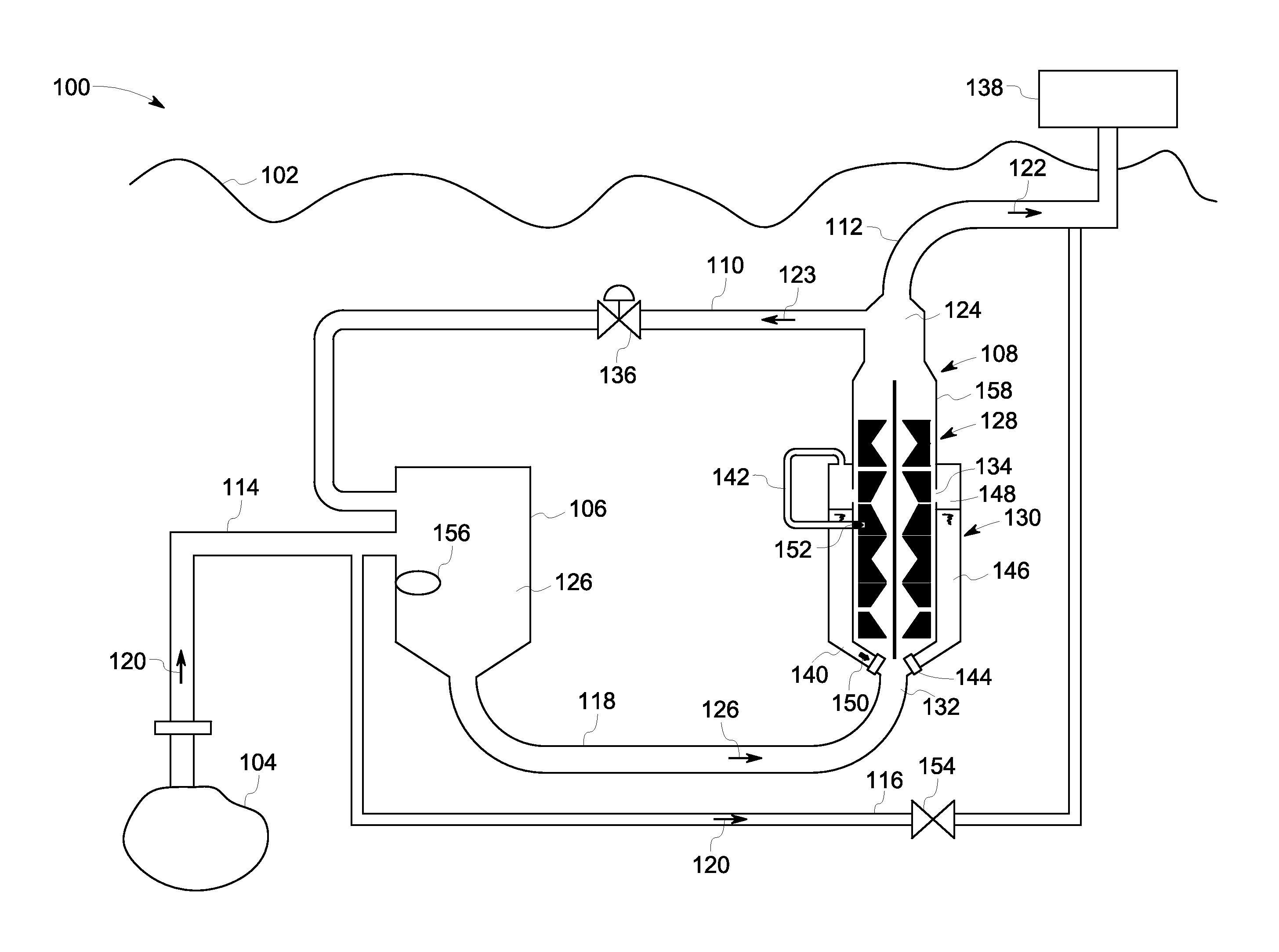 Subsea fluid processing system with intermediate re-circulation