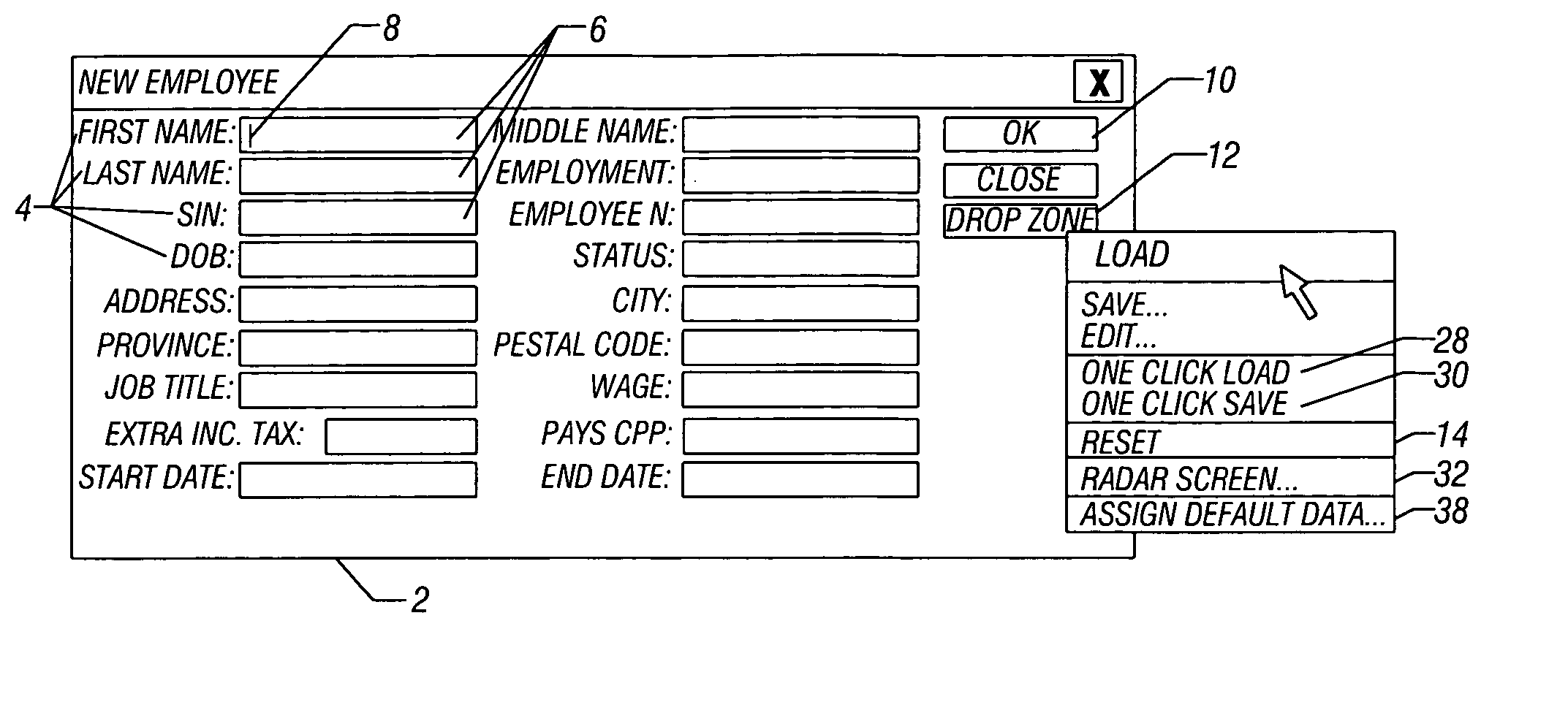 Method of saving data in a graphical user interface