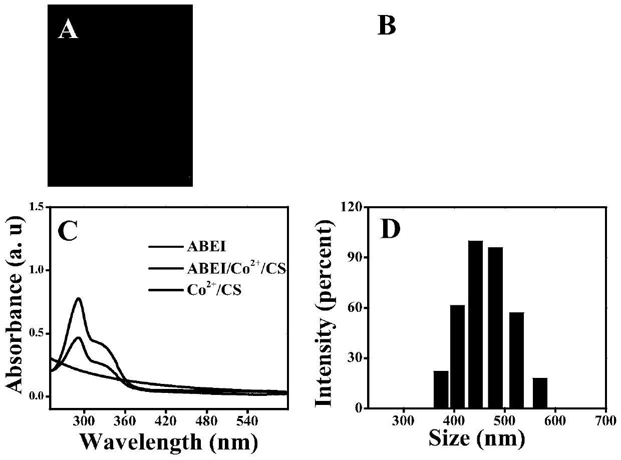 Glow-type chemiluminescence sensor constructed based on hydrogel and preparation method and application thereof