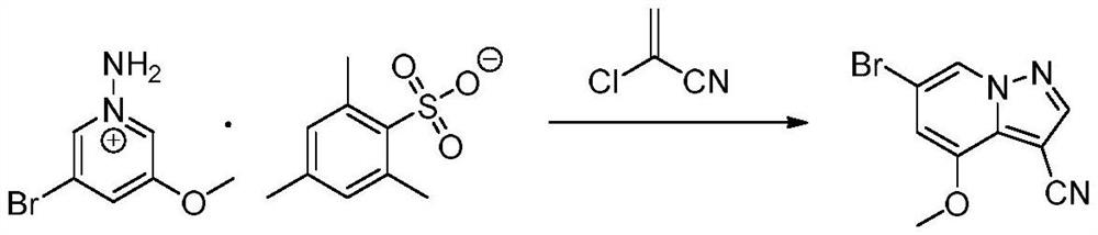 Preparation method of 6-bromo-4-methoxypyrazolo [1, 5-a] pyridine-3-formonitrile