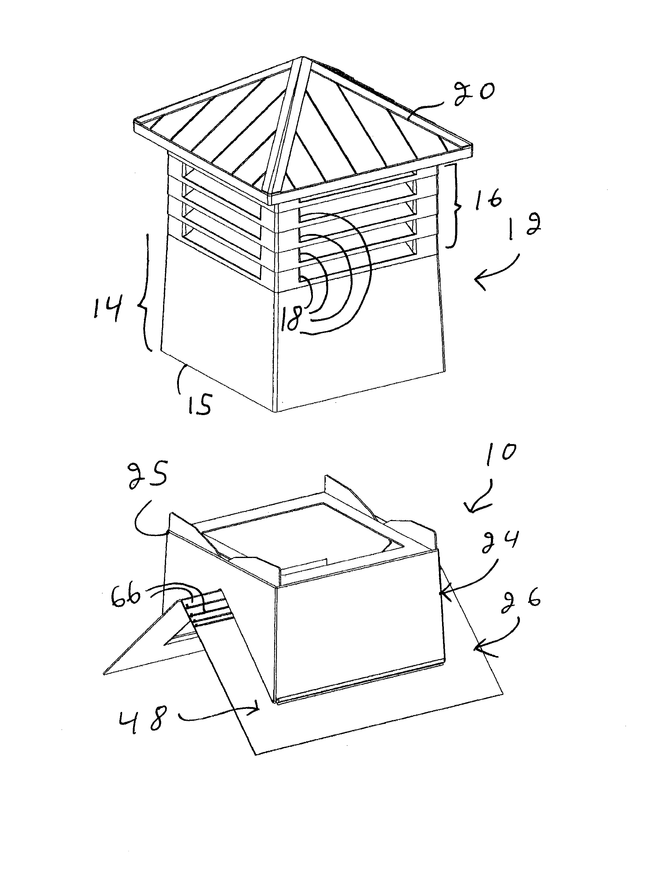 Adjustable roof ventilator base