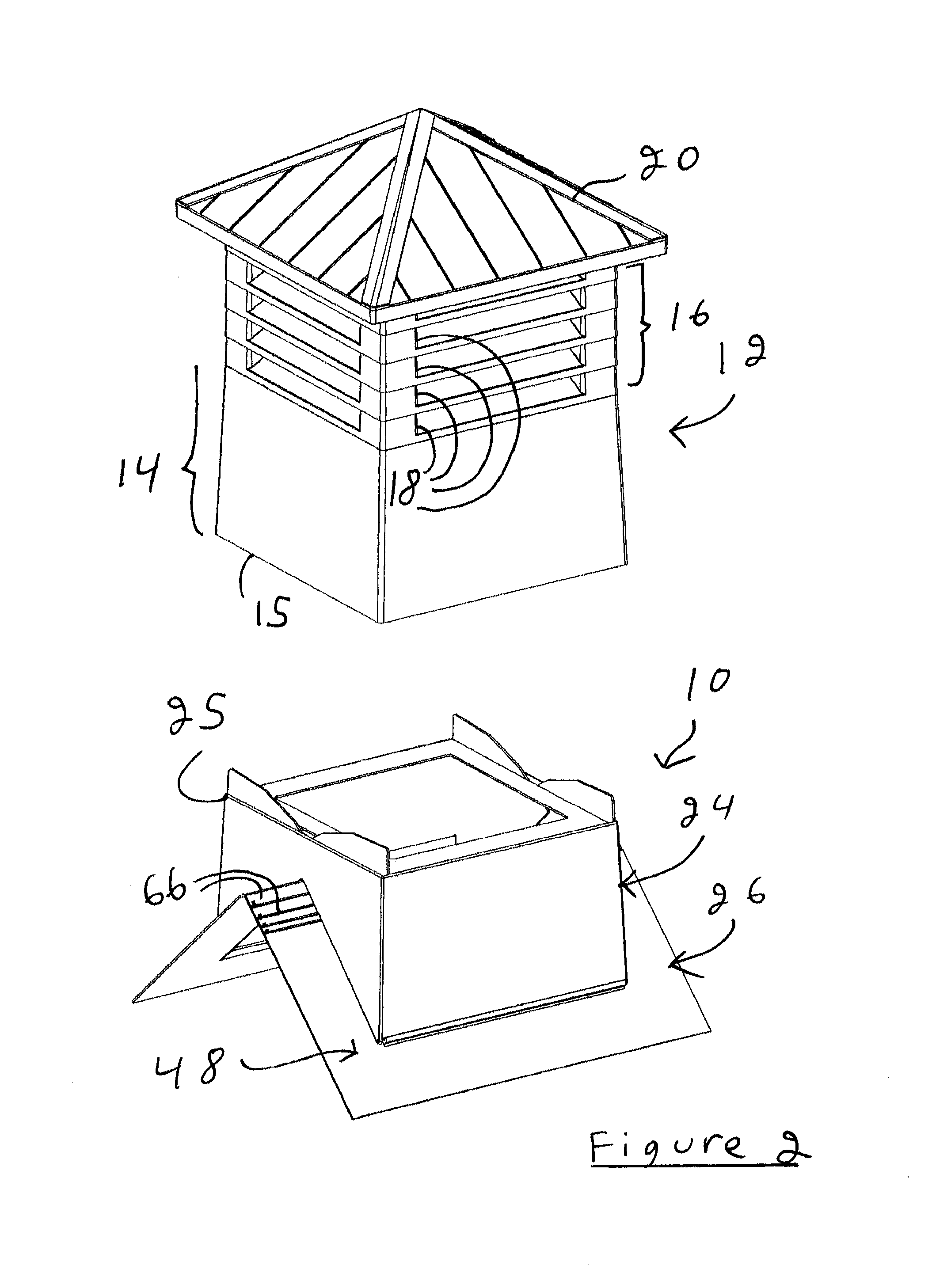 Adjustable roof ventilator base