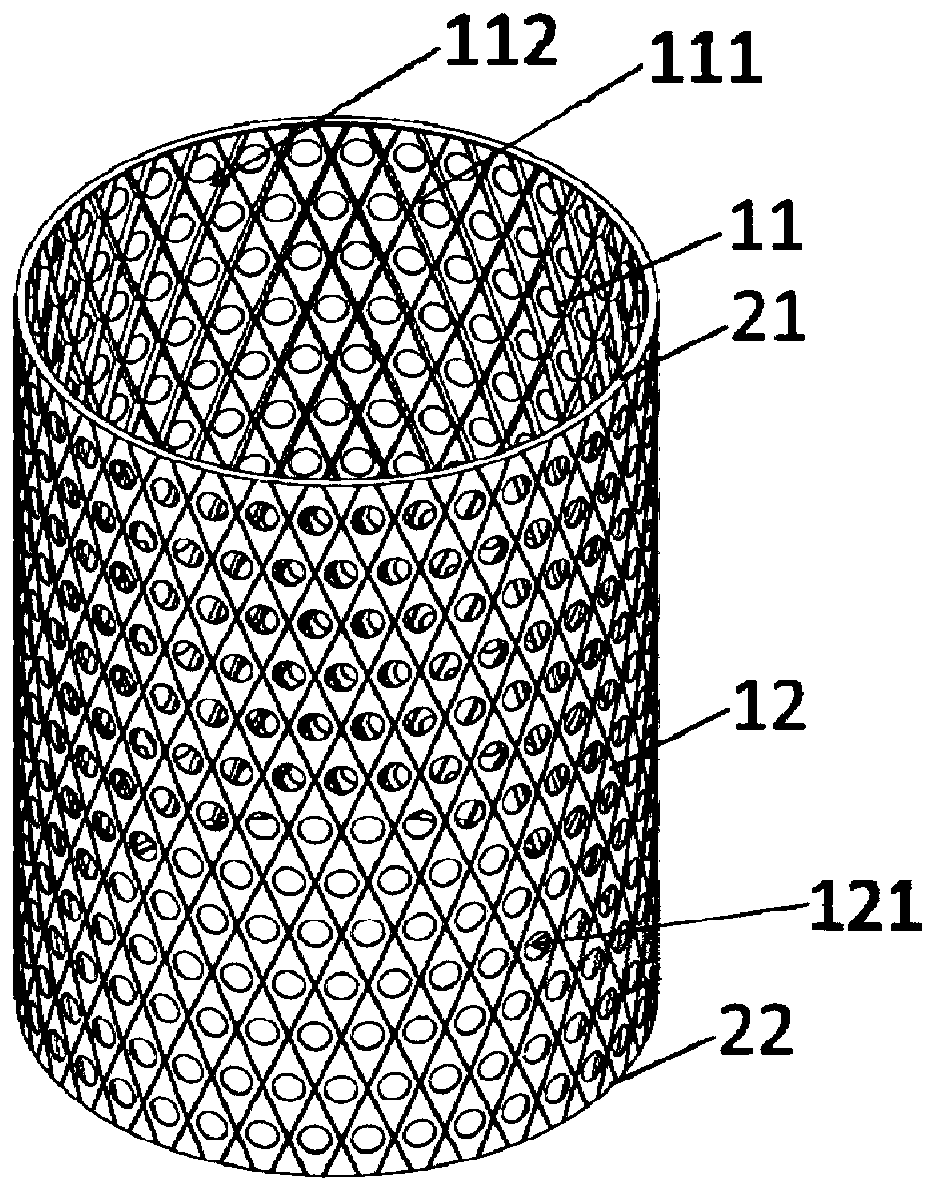 Reinforced load-bearing cylinder with open holes in the skin