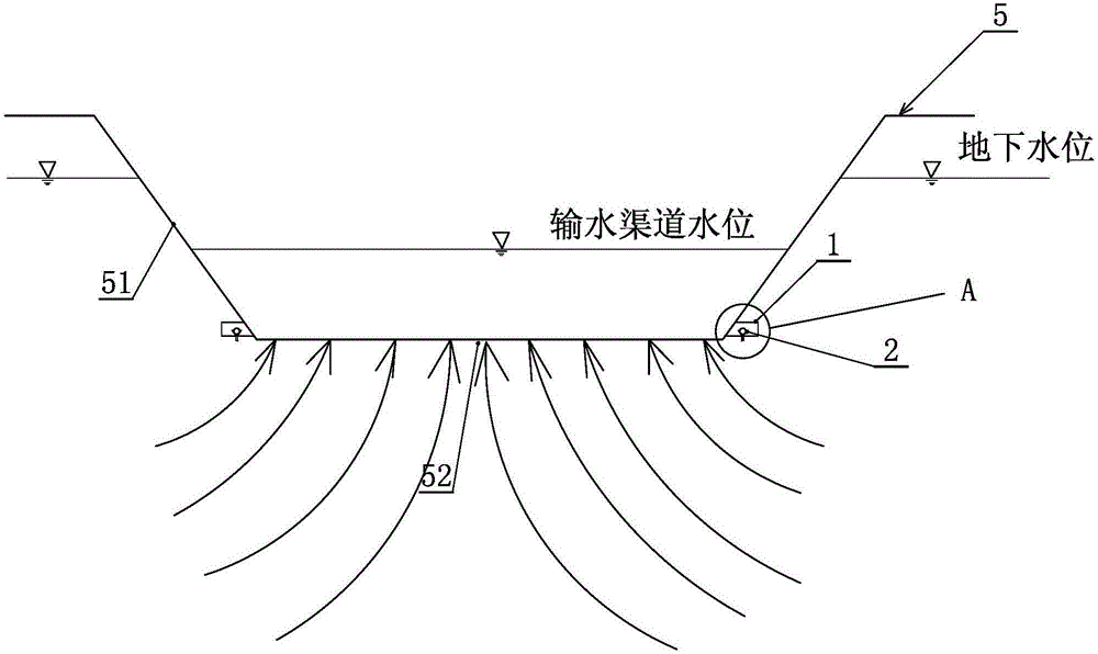 Protective device for baseplate of water conveyance canal at high groundwater table