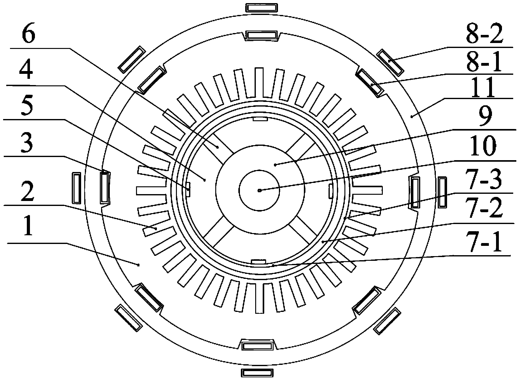 Permanent magnet synchronous motor device with closed self-circulation cooling system for stator