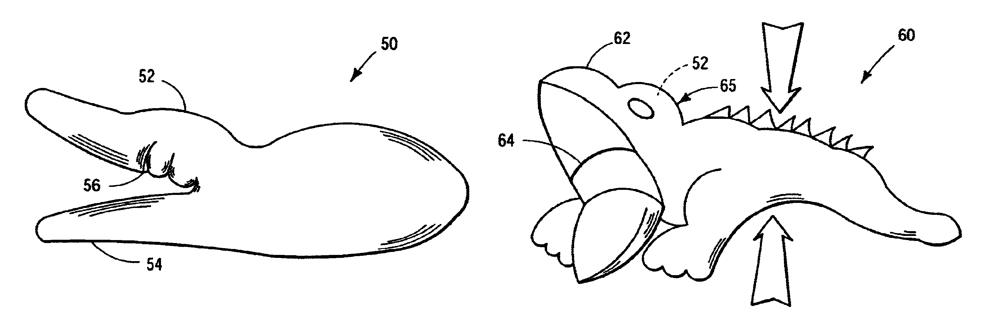 Actuatable toy containing deformable bladder