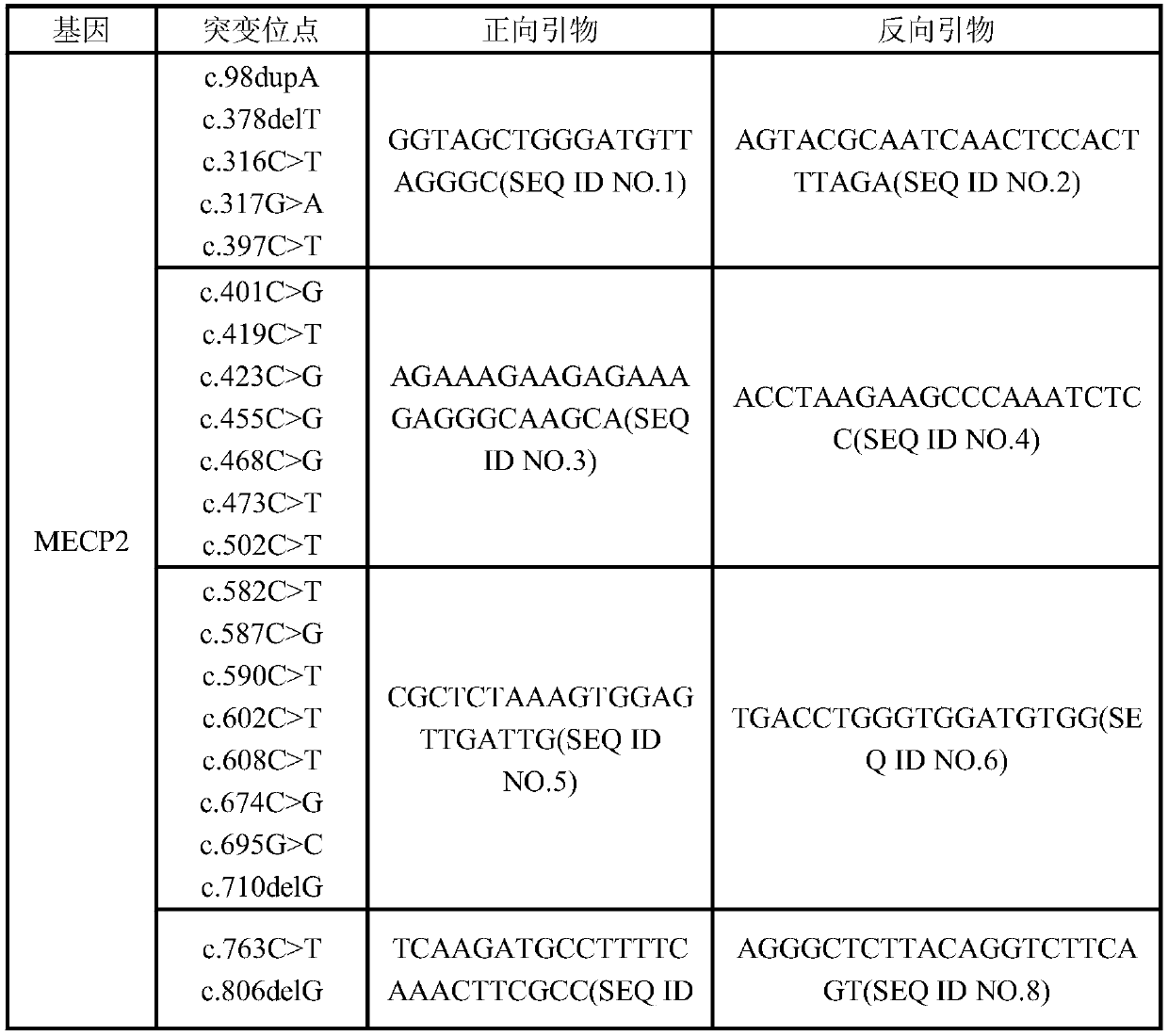 Kit for detecting Rett syndrome pathogenic gene SNP loci based on next generation sequencing and detection method thereof