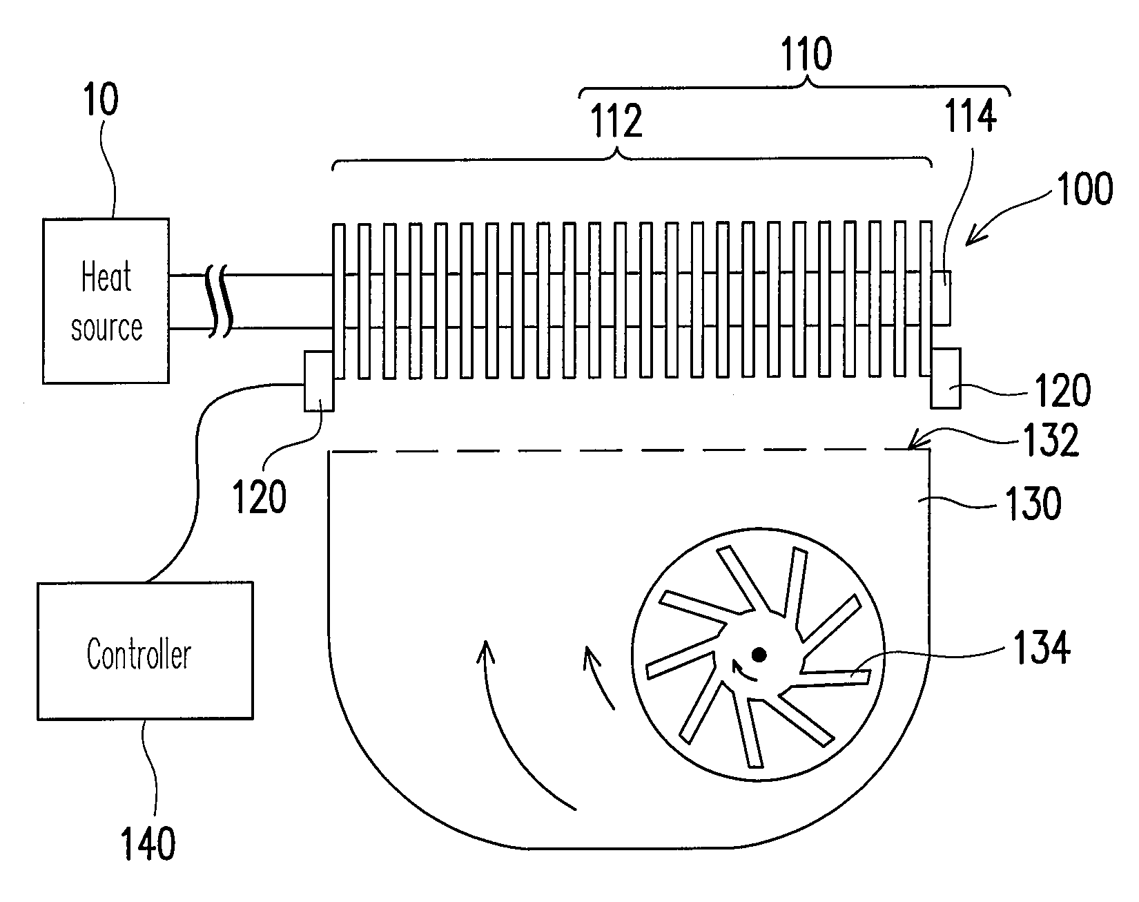 Heat-dissipation device with dust-disposal function