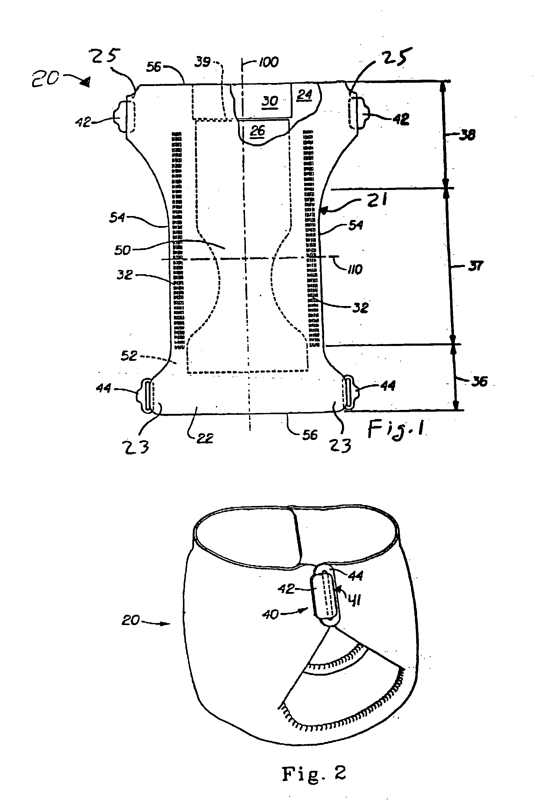 Absorbent article fastening device having stiffness changing characteristics