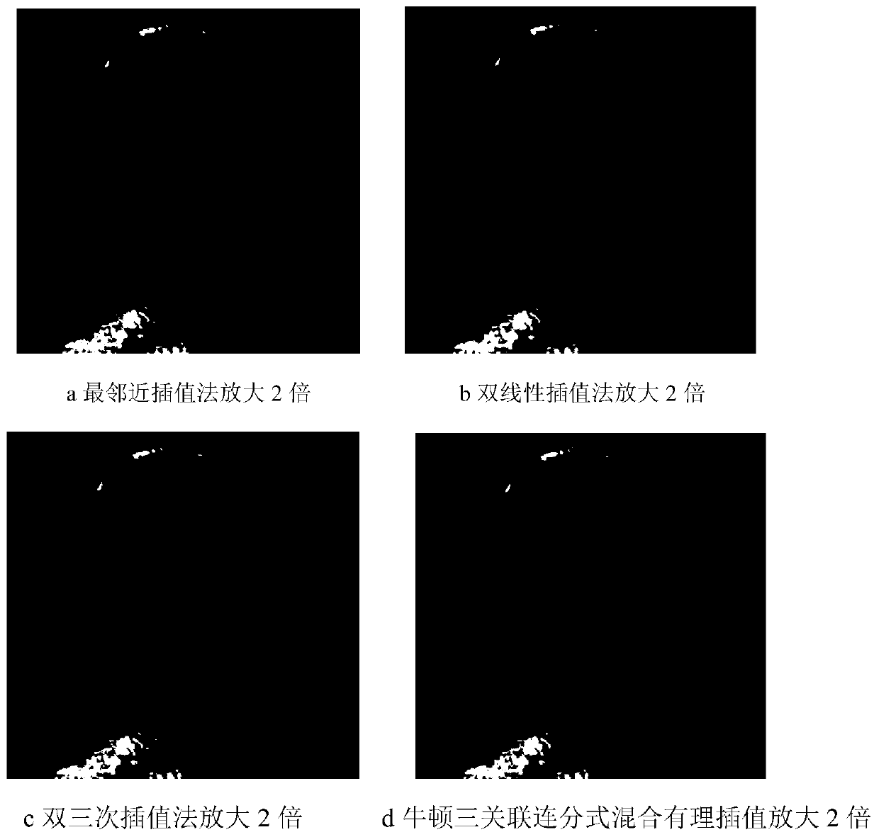 Image scaling processing method based on Newton three-association continuous fraction mixed rational interpolation