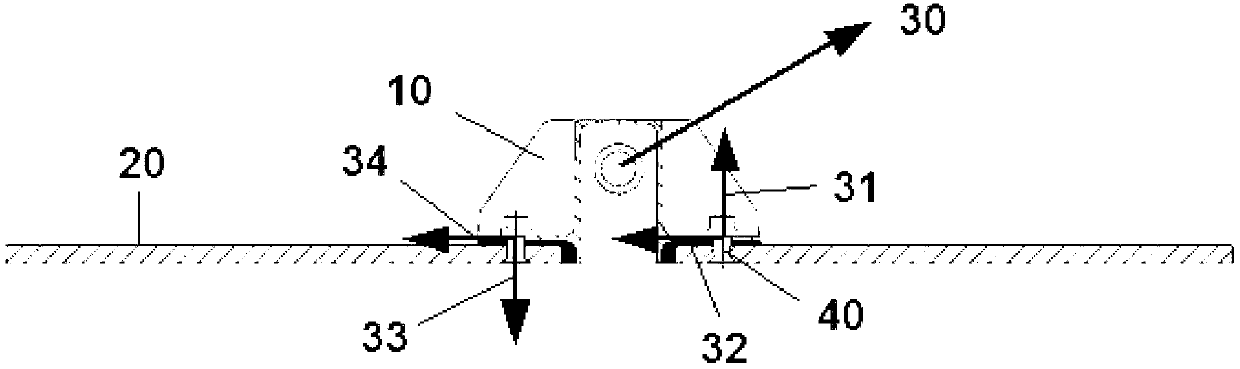 Joint attaching structural element to composite part and aircraft including the joint