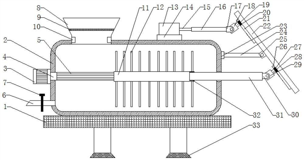 Raw material stirring device for agricultural feed