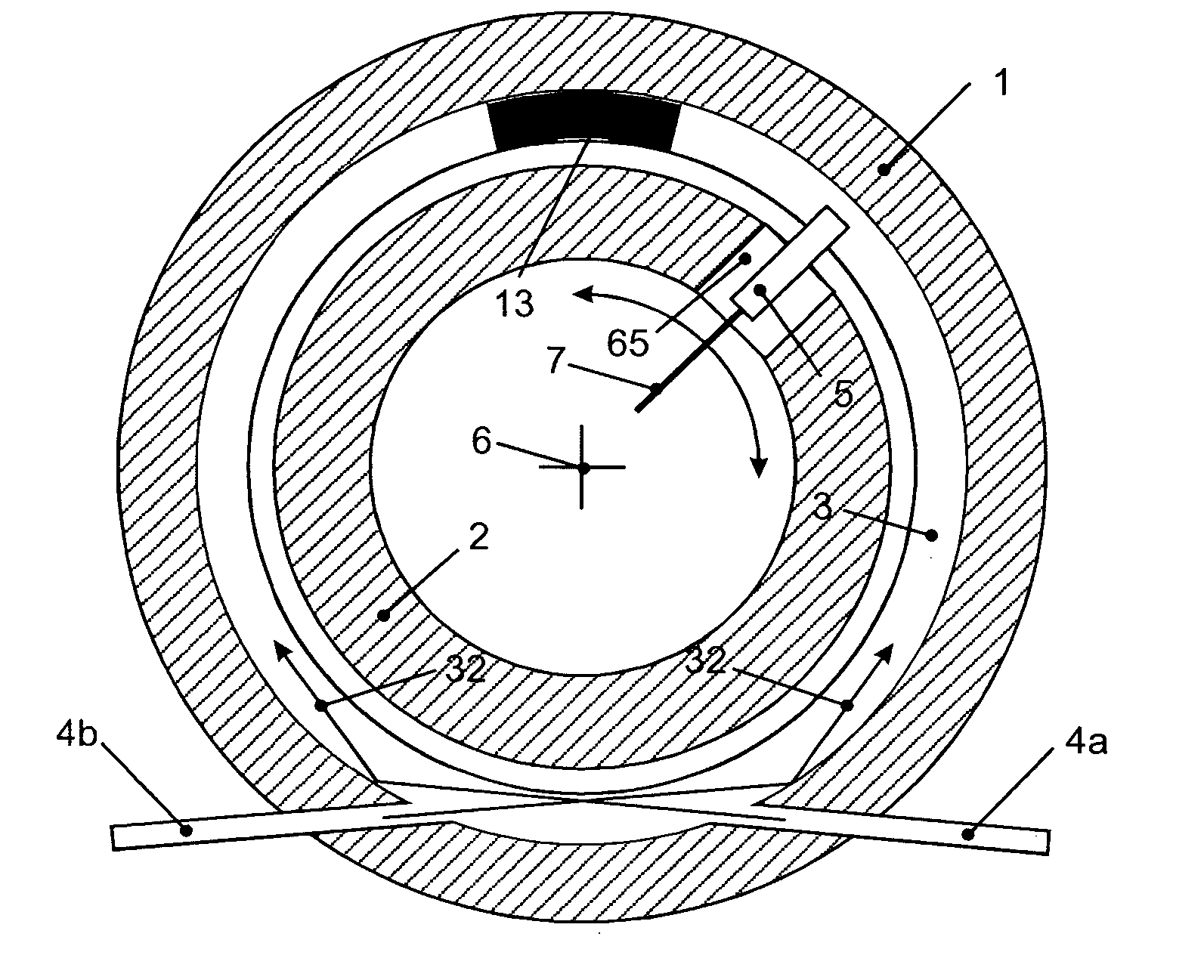 Optical rotating data transmission device with coupling slide