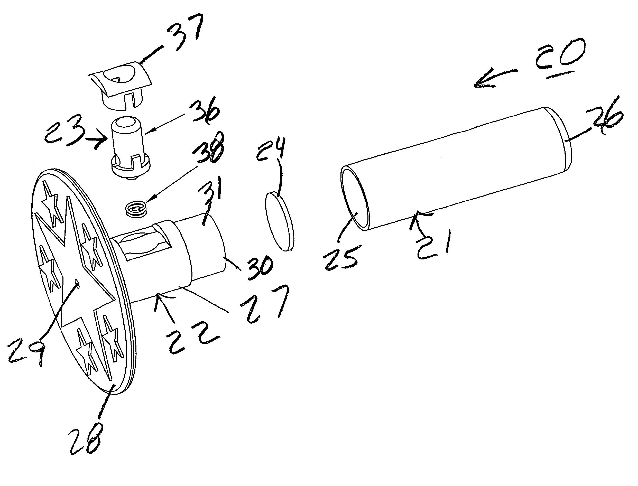 Reusable holding system for pyrotechnic, shaft bearing devices