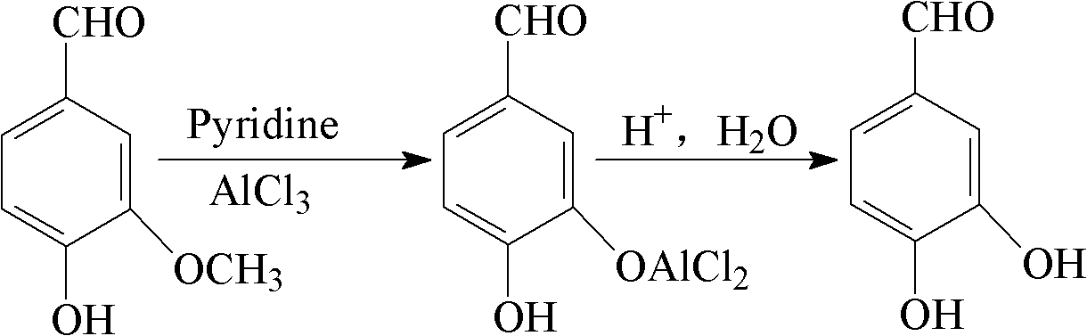 Method for preparing protocatechuic aldehyde from vanillin