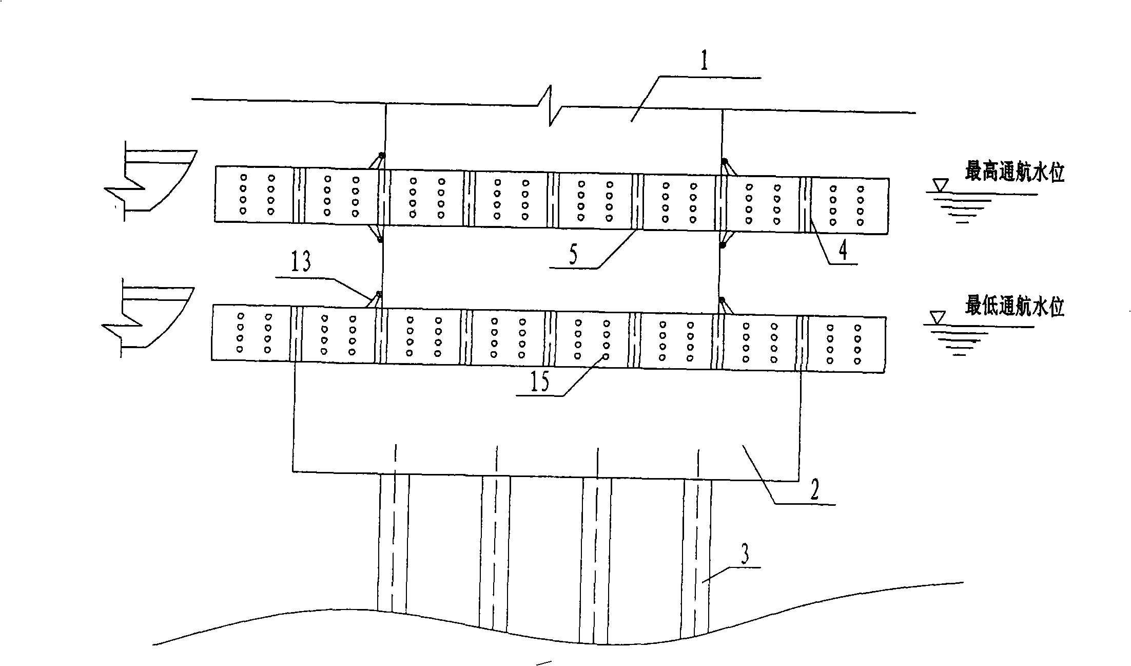 Energy-dissipating and collision-preventing combined device of floating composite pier