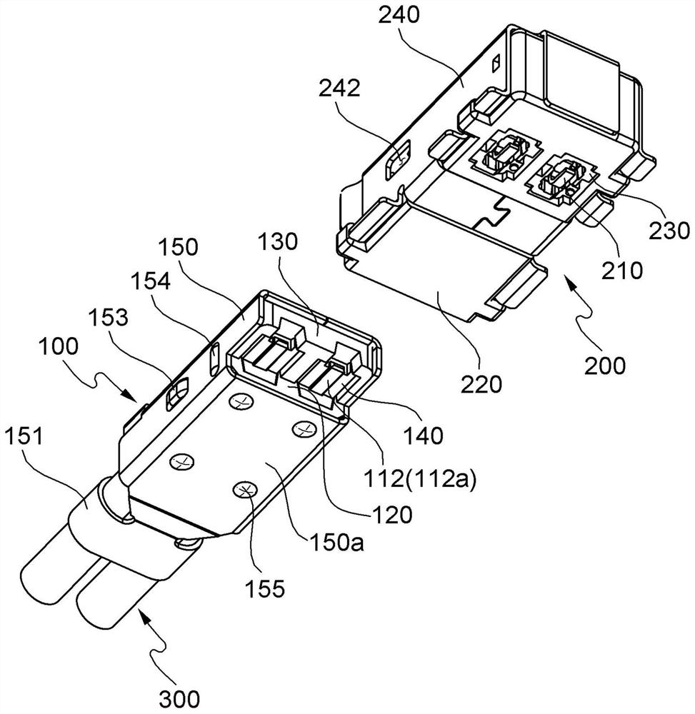 Connector assembly including receptacle connector and plug connector