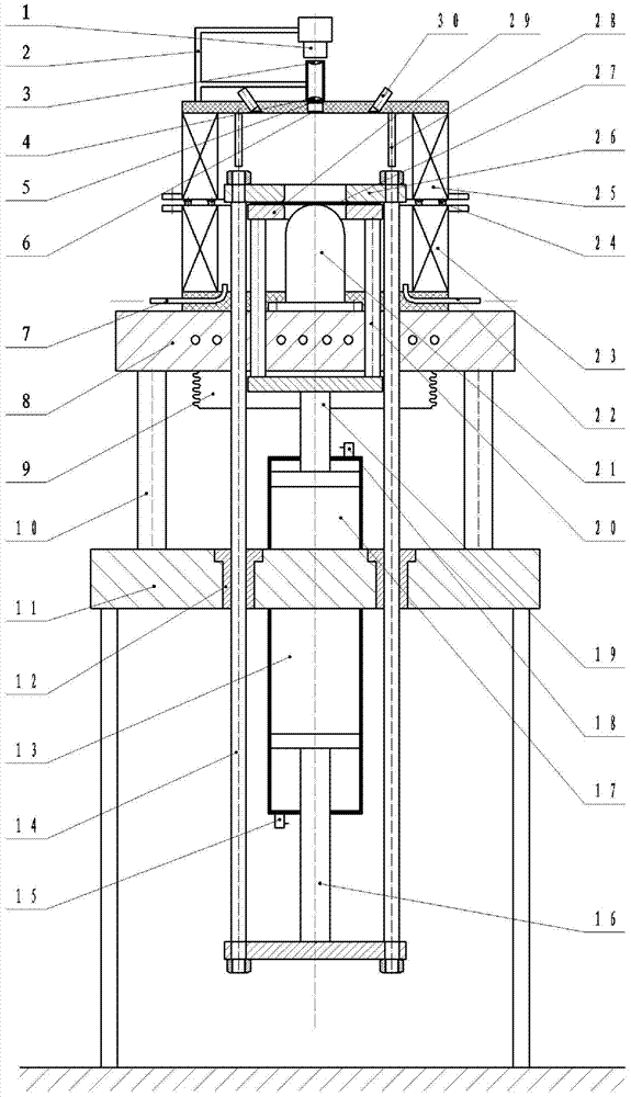 Testing device and testing method for forming limit diagram under high-temperature constant-strain rate condition