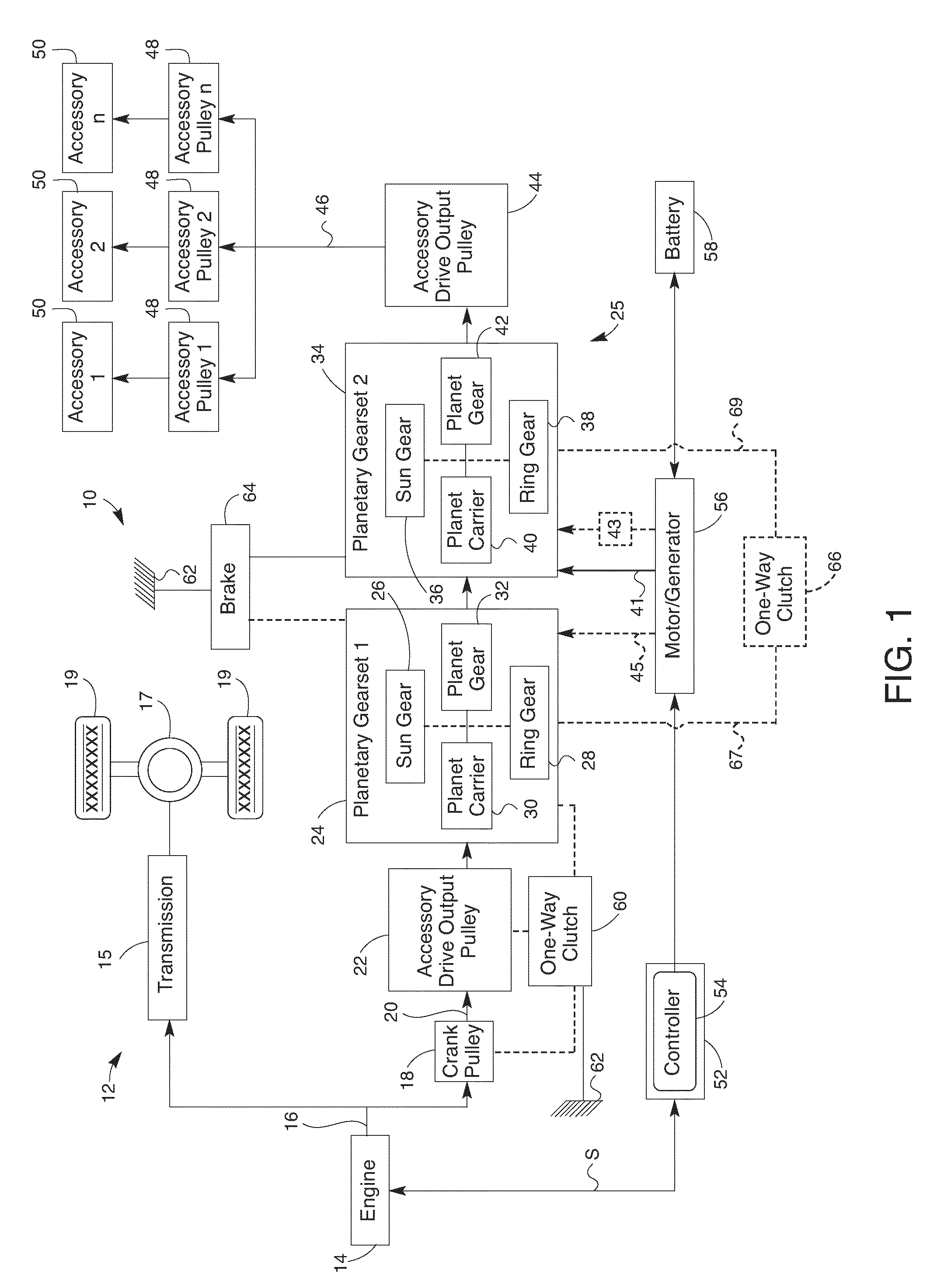 Variable-speed motor-generator accessory drive system