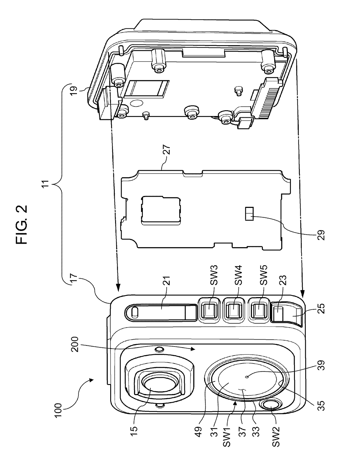 Pressing switch mechanism and wearable camera