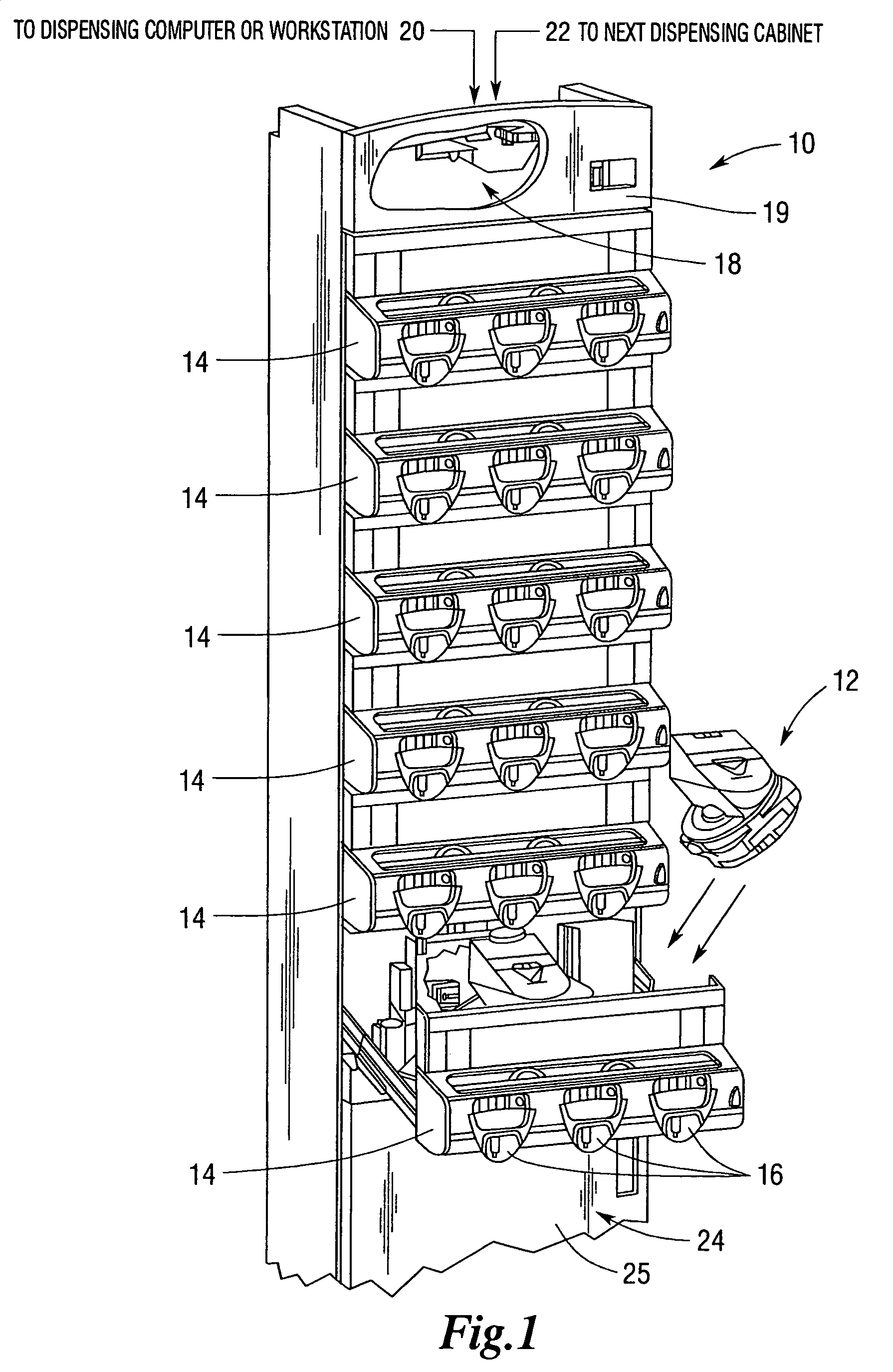 Dispensing device having a storage chamber, dispensing chamber and a feed regulator there between