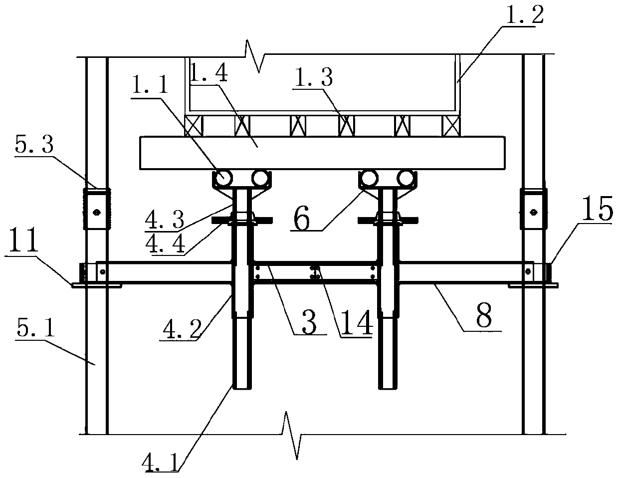 Self-locking adjustable square tube joist supporting frame and construction method thereof