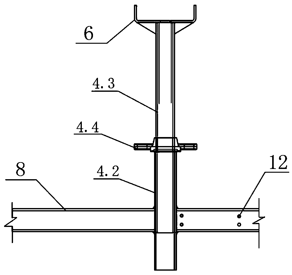 Self-locking adjustable square tube joist supporting frame and construction method thereof