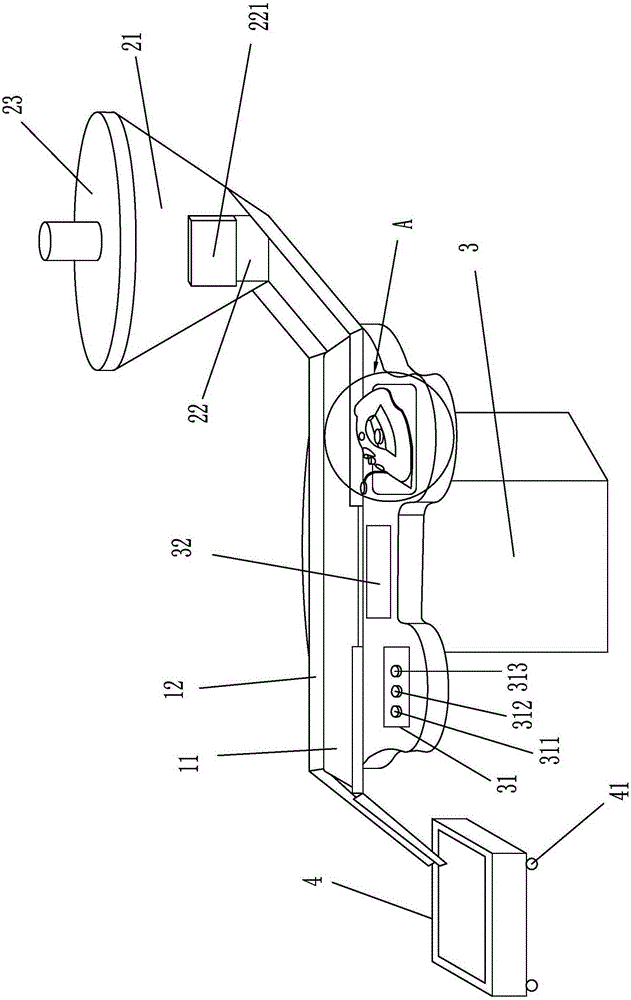 Ironing table device for clothing production