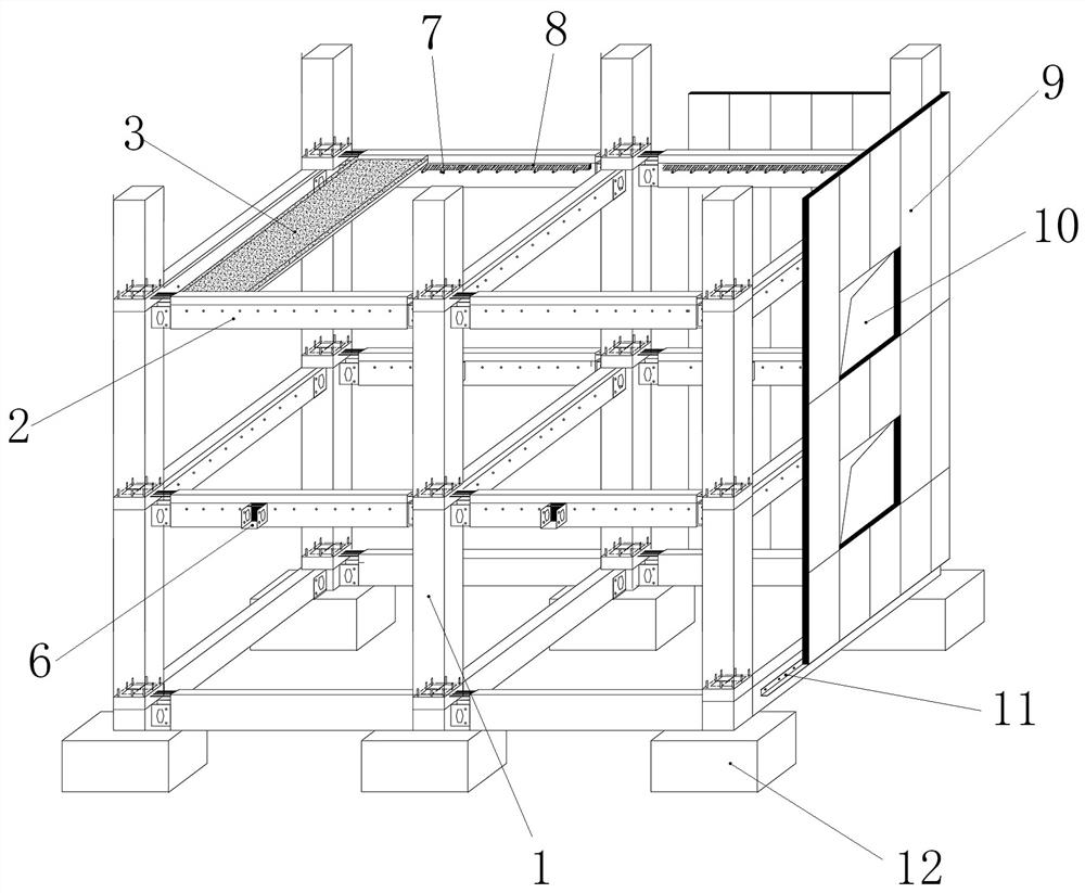 Fabricated fully-prefabricated concrete frame structure system and construction method