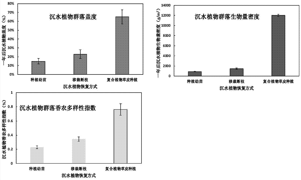 A method for restoring submerged plant community by utilizing submerged vegetation turf