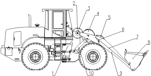 Working device of synchronous transmission gear type loader