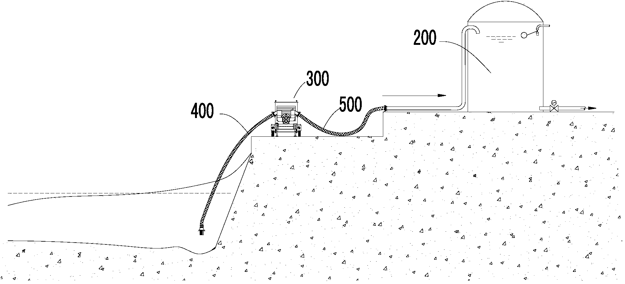 Device and method for supplying seawater to fire protection water storage tank for petrochemical library