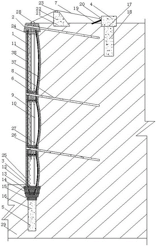 Pressure compensation type foundation pit supporting structure and construction method