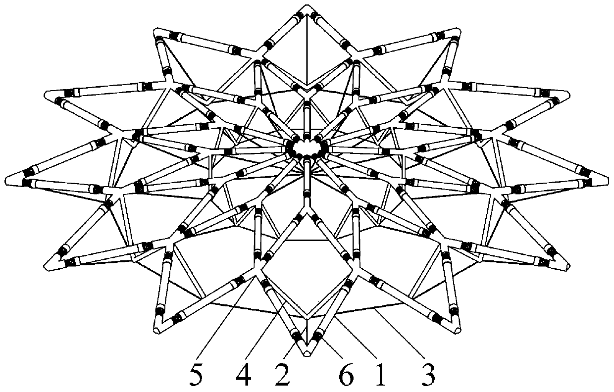 Dome structural system of longspan fabricated prestressed ridge rod supporting rope