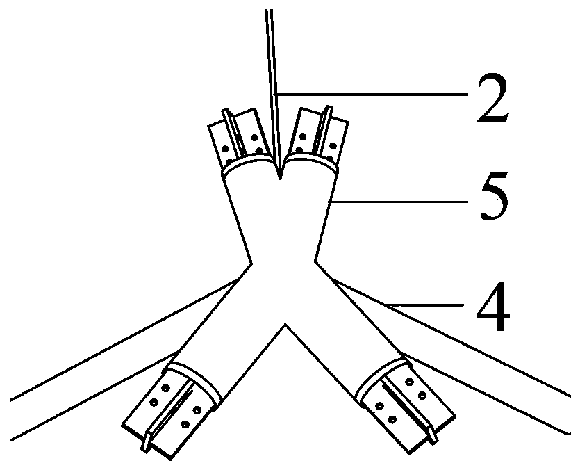 Dome structural system of longspan fabricated prestressed ridge rod supporting rope