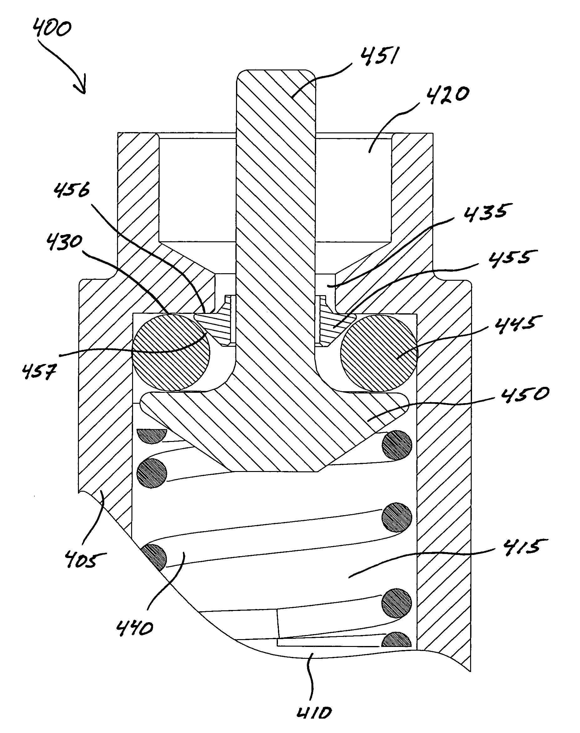 Non-axial actuable valve capable of retaining both high and low pressures