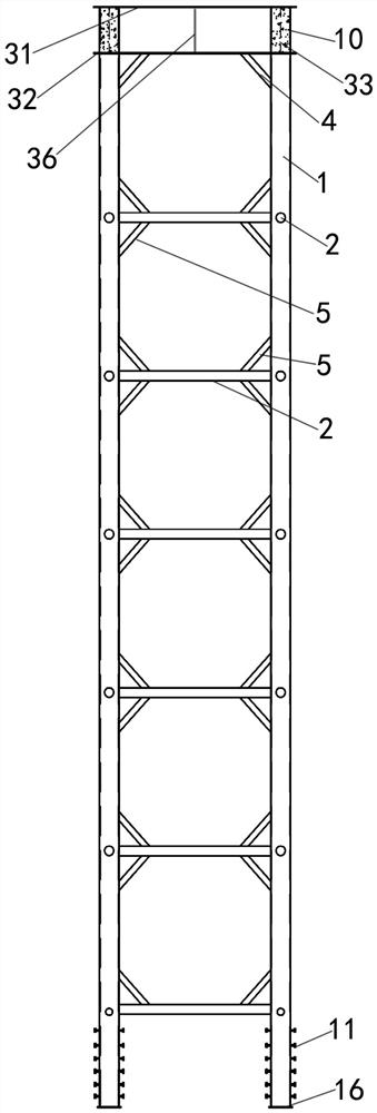 Four-limb steel latticed column structure and construction method thereof