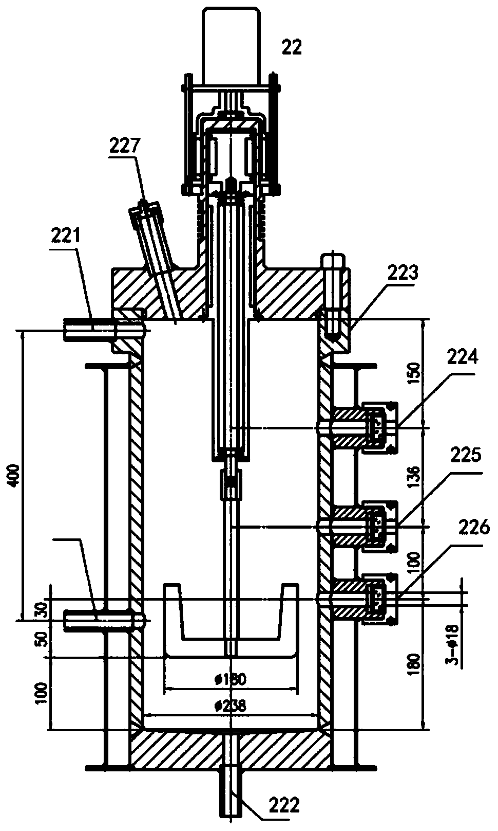 High-pressure oil-gas-water pipe wax-flowing deposition simulation experimental device