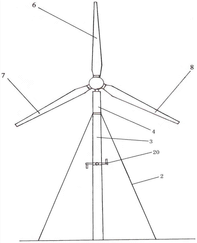 Wind power generation device with rear-mounted blades