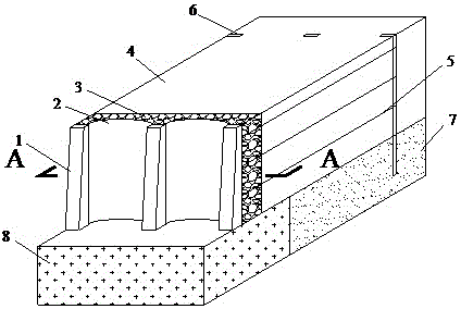 Arched retaining wall structure of a river course and its construction method
